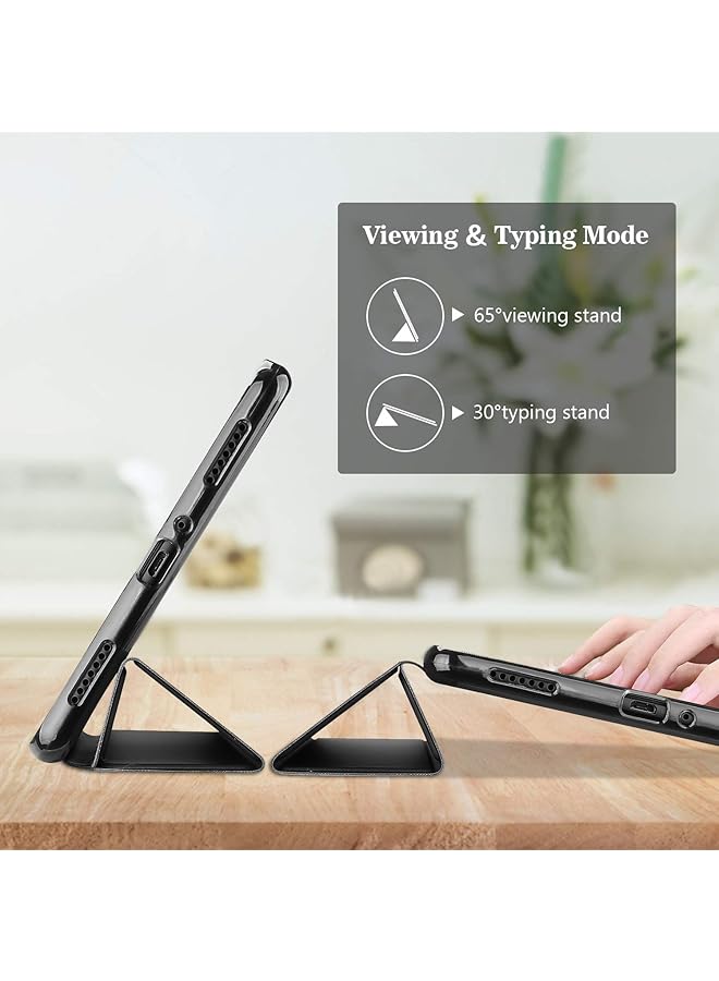 برو كيسيز جراب Galaxy Tab A 8.0 2019 T290 T295 جراب رفيع ثلاثي الطي مع حامل مرن من مادة TPU وغطاء خلفي شفاف غير لامع لجهاز Galaxy Tab A 2019 مقاس 8.0 بوصة Sm-T290 Sm-T295 - أسود - Image 4