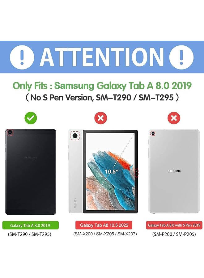 برو كيسيز جراب Galaxy Tab A 8.0 2019 T290 T295 جراب رفيع ثلاثي الطي مع حامل مرن من مادة TPU وغطاء خلفي شفاف غير لامع لجهاز Galaxy Tab A 2019 مقاس 8.0 بوصة Sm-T290 Sm-T295 - أسود - Image 2