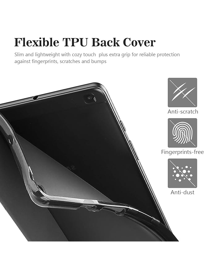 برو كيسيز جراب Galaxy Tab A 8.0 2019 T290 T295 جراب رفيع ثلاثي الطي مع حامل مرن من مادة TPU وغطاء خلفي شفاف غير لامع لجهاز Galaxy Tab A 2019 مقاس 8.0 بوصة Sm-T290 Sm-T295 - أسود - Image 5