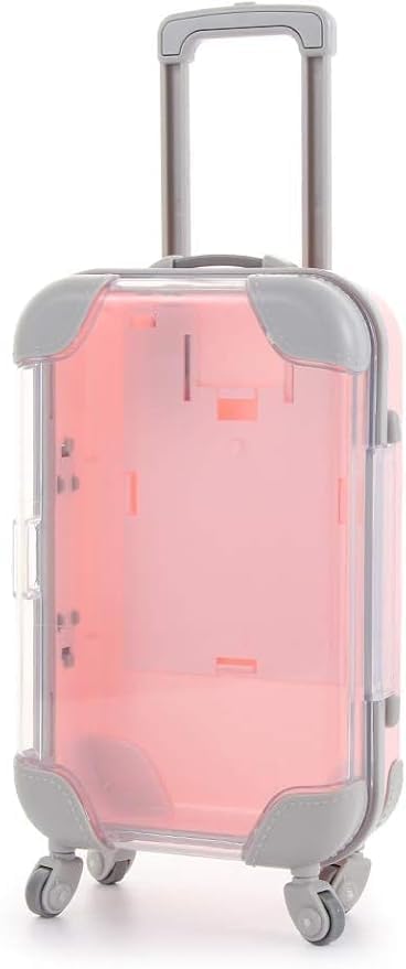 Elvana Plastic Mini Eyelash Luggage CasePink Mini Trolley Suitcase Candy Box for Lashes and Candy Doll Travel SetEyelash Storage Box Holder Organizer for Women Girls for Travel - Image 1