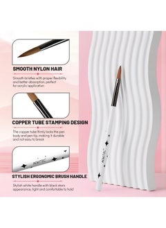 Aokitec Acrylic Nail Brush Set - 4Pcs Kolinsky Acrylic Nail Brushes Size 8/10/12/14 Nail Brushes For Acrylic Powder, Acrylic Application, Nail Extension & 3D Nail Carving For Beginner & Professional  - Image 2