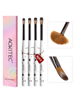 Aokitec Acrylic Nail Brush Set - 4Pcs Kolinsky Acrylic Nail Brushes Size 8/10/12/14 Nail Brushes For Acrylic Powder, Acrylic Application, Nail Extension & 3D Nail Carving For Beginner & Professional  - Image 1
