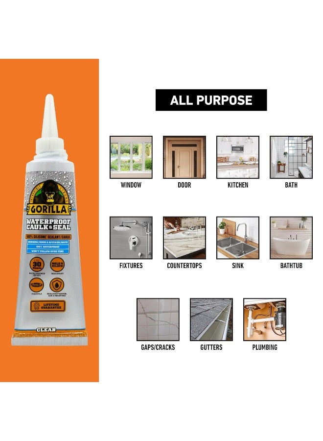 Gorilla Gorilla 8090001 2.8 Ounce Squeeze Tube Clear Silicone Sealant, 1-Pack  - Image 2