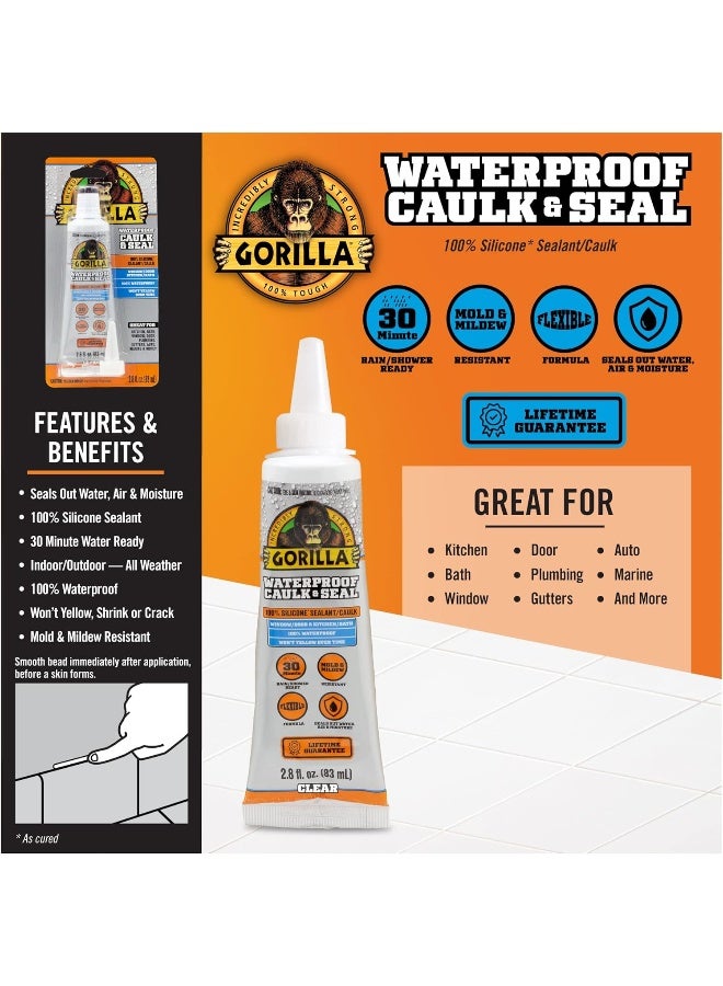 Gorilla Gorilla 8090001 2.8 Ounce Squeeze Tube Clear Silicone Sealant, 1-Pack  - Image 3