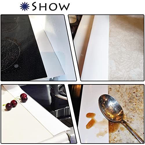 HELESIN Silicone Kitchen Stove Counter Gap Cover Long & Wide Gap Filler (2 Pack) Seals Spills Between Counters, Stovetops, Washing Machines, Oven, Washer, | Heat-Resistant and Easy Clean (White),25 inches - Image 4