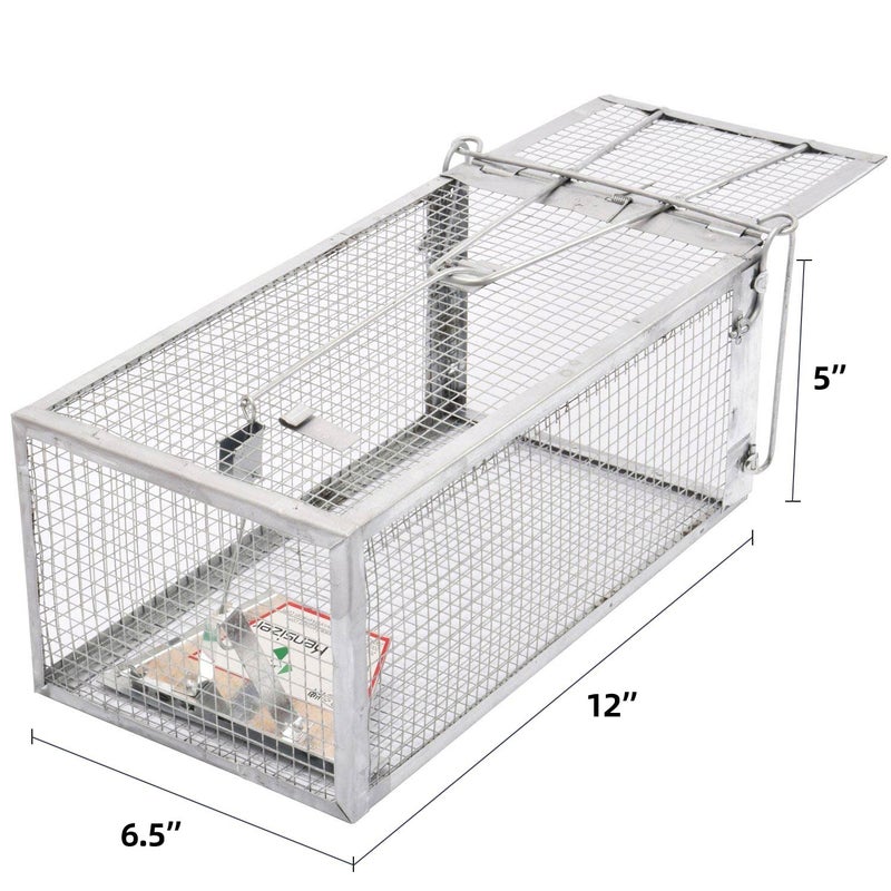 Kensizer Animal Humane Live Cage Trap that Work for Rat Mouse Chipmunk Mice Voles Hamsters and Other Small Rodents, Trampa para Ratones, Catch and Release 1Pack Medium 12" L x 6.5" W x 5" H - Image 3