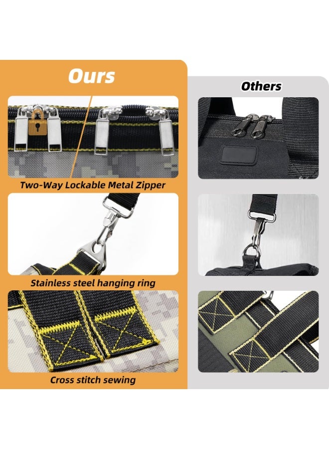 والالا حقيبة أدوات مفتوحة من الأعلى مقاس 17 بوصة مع قاعدة صلبة، حقيبة أدوات كهربائية مقاومة للماء، منظم أدوات بفتحة واسعة مع 15 جيبًا، قاعدة مصبوبة شديدة التحمل، حقيبة أدوات عاكسة للرجال - Image 2