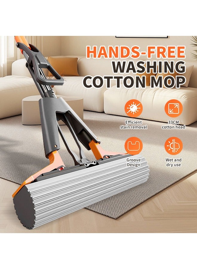 Long Handle Water-Absorbing Mop PVA Sponge Broom Self-Squeezing Mop Bathroom Cleaning Tool Quick-Drying Belt Replacement For Bathroom Kitchen Tableware Table Glass/120x33cm  - Image 2