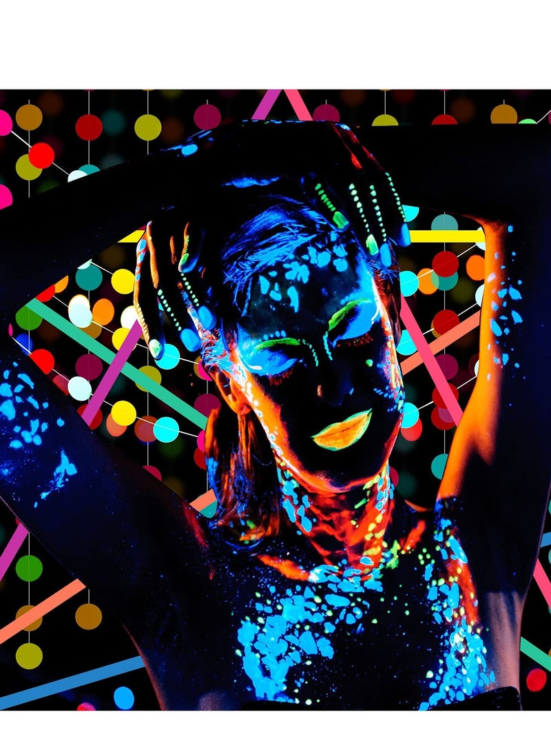 NIBEMINENT 40 Pieces Neon Balloons Glow in the Dark, Dark Party Supplies, 12 Inch Black Light Polka Dot Latex and 4 meter Paper Garland (Black, White)  - Image 4