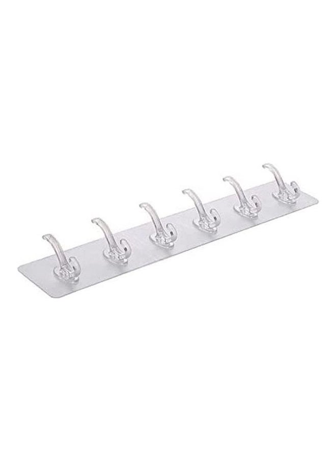 Self Adhesive 6 Hooks Wall Hanger Clear  - Image 2
