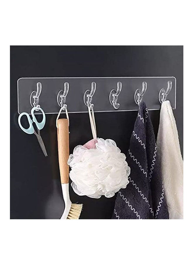 Self Adhesive 6 Hooks Wall Hanger Clear  - Image 1