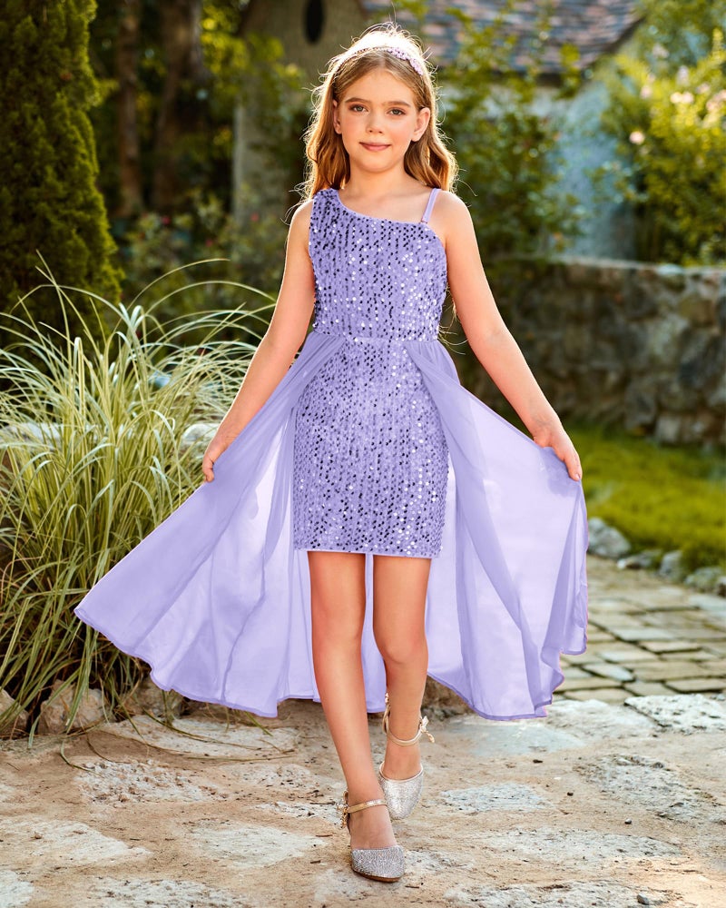 GRACE KARIN Prom Dress for Tween Girl Purple Sequin Sparkly Birthday Party Dreses Size 12-14 - Image 2