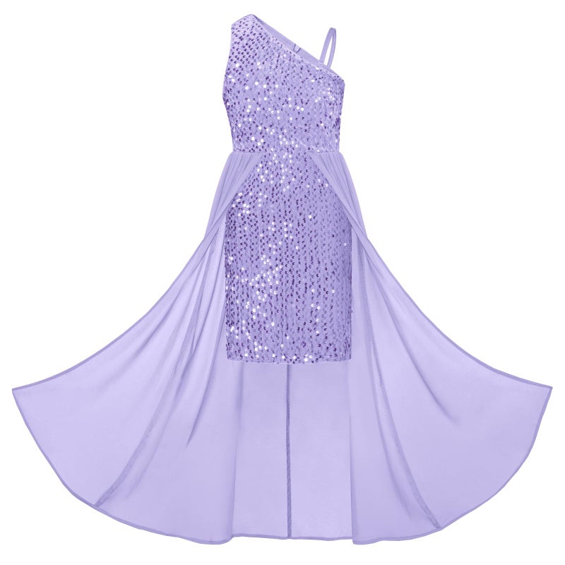 GRACE KARIN Prom Dress for Tween Girl Purple Sequin Sparkly Birthday Party Dreses Size 12-14 - Image 1