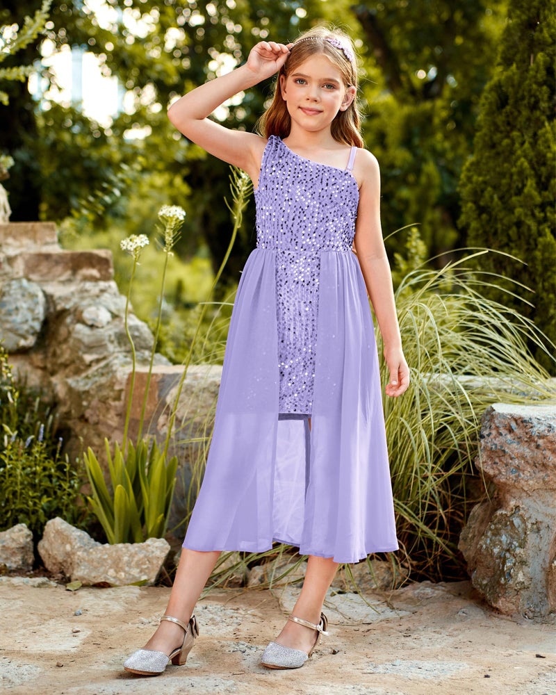 GRACE KARIN Prom Dress for Tween Girl Purple Sequin Sparkly Birthday Party Dreses Size 12-14 - Image 3
