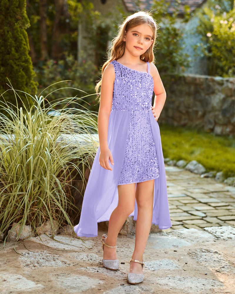 GRACE KARIN Prom Dress for Tween Girl Purple Sequin Sparkly Birthday Party Dreses Size 12-14 - Image 4