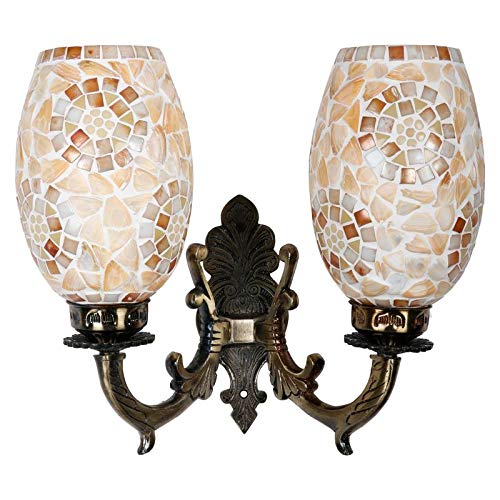 earthenmetal Double Dome Glass Wall lamp for Living & Home Decoration Turkish lamp (Shell Style, Bulb not Included); Made in India - Image 3