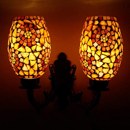 earthenmetal Double Dome Glass Wall lamp for Living & Home Decoration Turkish lamp (Shell Style, Bulb not Included); Made in India - Image 1