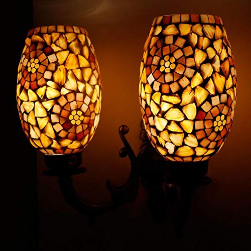 earthenmetal Double Dome Glass Wall lamp for Living & Home Decoration Turkish lamp (Shell Style, Bulb not Included); Made in India - Image 2