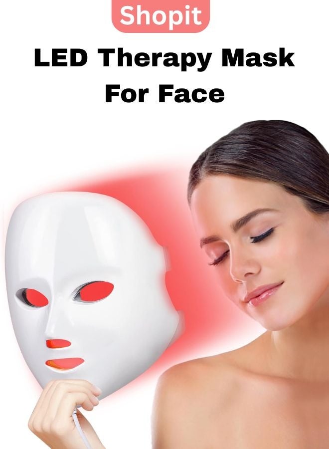 Shopit LED Face Mask 7 Color Light Therapy Collagen, LED Facial Mask Skin Rejuvenation Face Care Treatment Beauty Anti Acne Therapy Whitening LED Face Mask  - Image 1