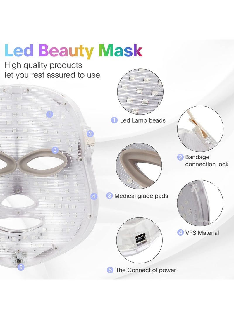Shopit LED Face Mask 7 Color Light Therapy Collagen, LED Facial Mask Skin Rejuvenation Face Care Treatment Beauty Anti Acne Therapy Whitening LED Face Mask  - Image 5