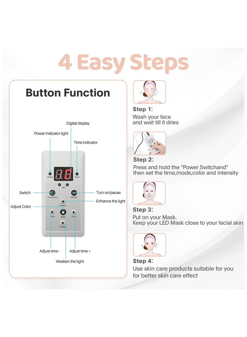 Shopit LED Face Mask 7 Color Light Therapy Collagen, LED Facial Mask Skin Rejuvenation Face Care Treatment Beauty Anti Acne Therapy Whitening LED Face Mask  - Image 4