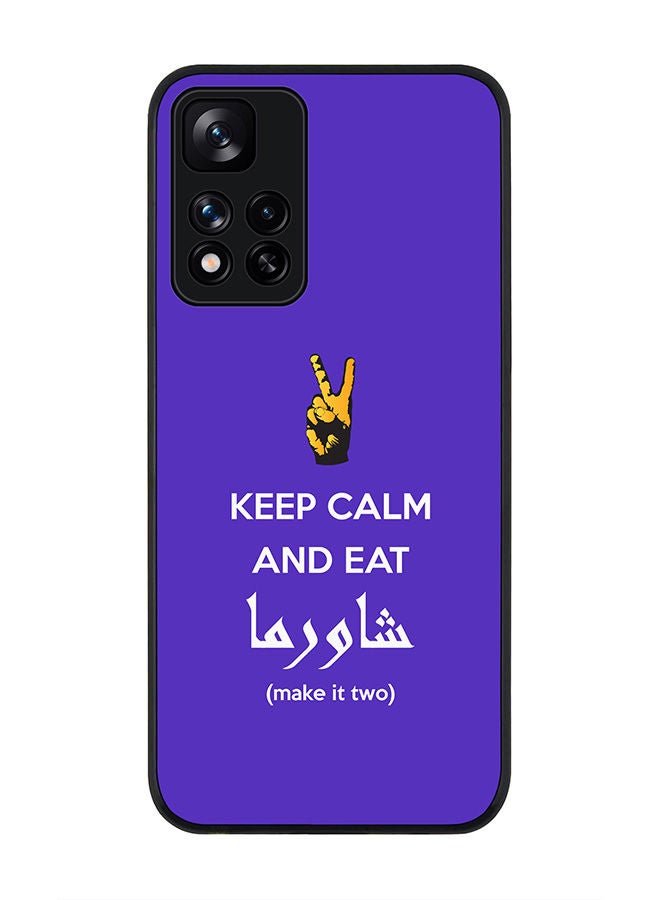 Stylizedd Rugged Black edge case for Redmi Note 11 Pro Plus 5G Slim fit Soft Case Flexible Rubber Edges Anti Drop TPU Gel Thin Cover - Keep Calm And Eat Shawarma (Blue) - Image 1