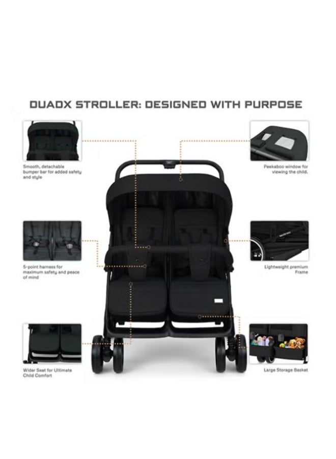 neobreez DUADX Sibling/Twin/Double Side by Side Baby Toddler Stroller, Compact Baby Trolley Pushchair, One-Hand Fold, Waterproof UPF 50+ Canopy, 0-3yrs, 30kg (15kg per child), 3yrs Warranty - Image 3
