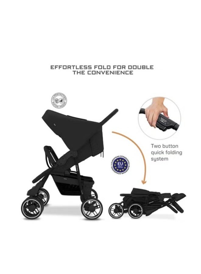 neobreez DUADX Sibling/Twin/Double Side by Side Baby Toddler Stroller, Compact Baby Trolley Pushchair, One-Hand Fold, Waterproof UPF 50+ Canopy, 0-3yrs, 30kg (15kg per child), 3yrs Warranty - Image 5