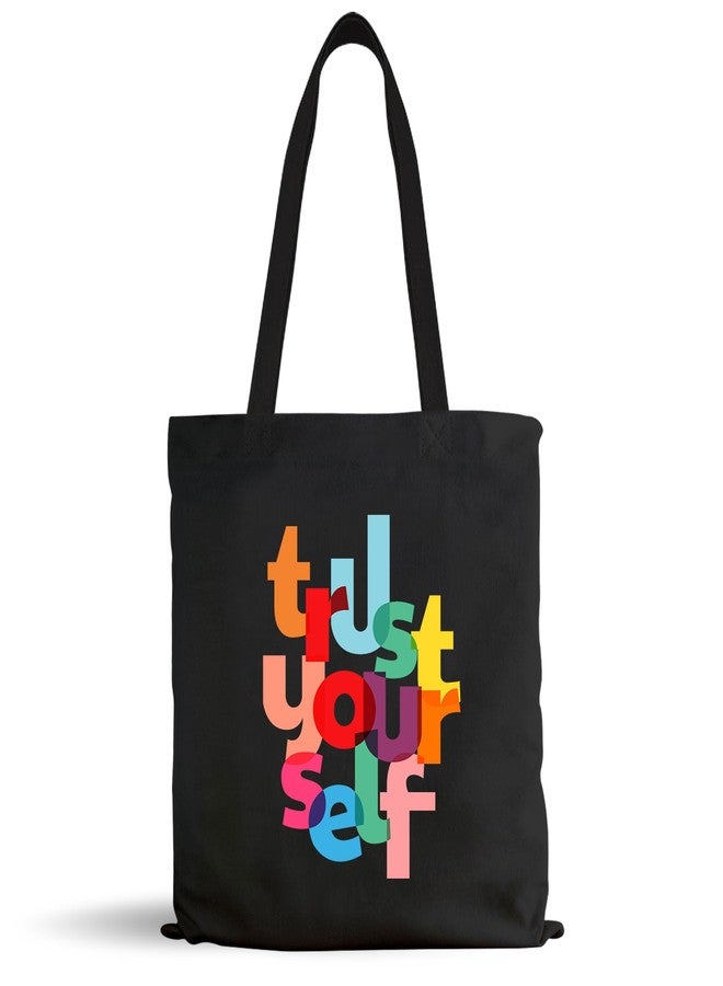 Goelite Trust Yourself Tote Bag For Women With Zipper | Canvas Cloth Totes Suitable For Grocery, Shopping, Girls College And Daily Use | Aesthetic Stylist Look Travel Handbag For Multipurpose Use - Image 1