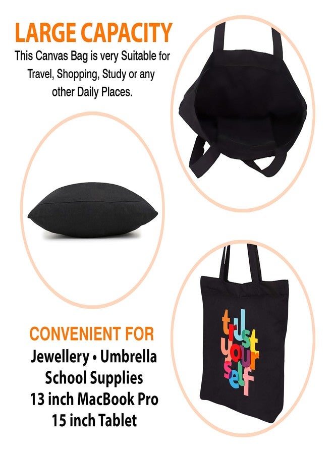 Goelite Trust Yourself Tote Bag For Women With Zipper | Canvas Cloth Totes Suitable For Grocery, Shopping, Girls College And Daily Use | Aesthetic Stylist Look Travel Handbag For Multipurpose Use - Image 5