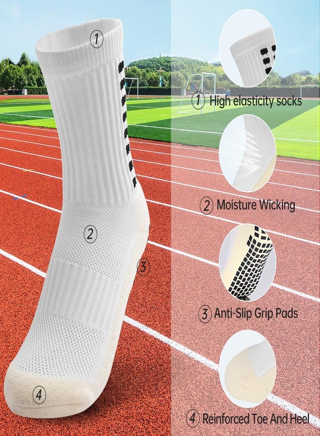 Yufree Youth Grip Soccer Socks - Boys and Girls Athletic Sport Socks for Baseball Football Basketball Hockey Rugby 4 Pcs (White) - Image 5