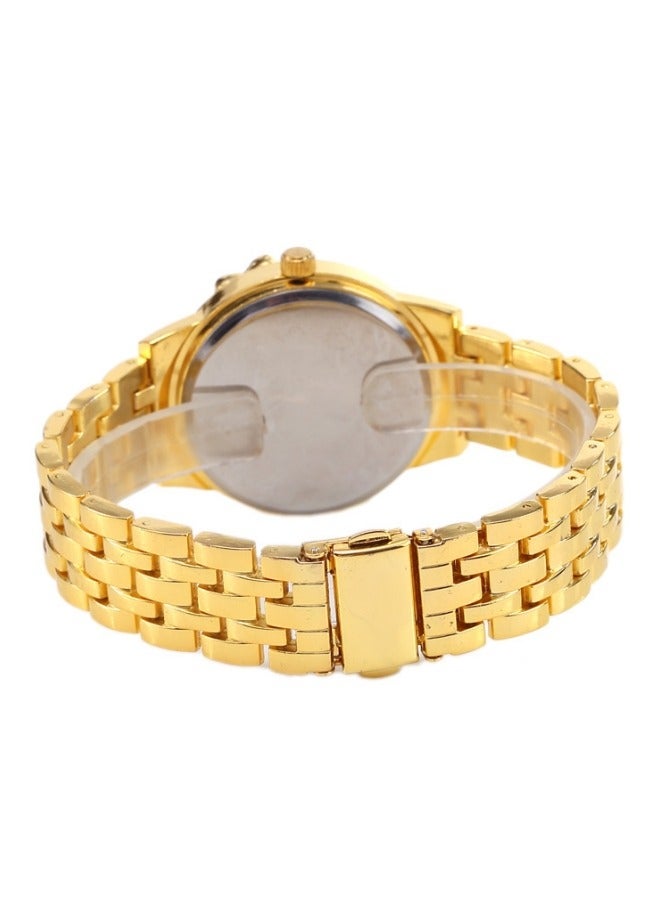 جنيفا ساعة كريستال فراشة مقاومة للماء معصم كوارتز تناظري ساعات مجوهرات لأزياء النساء فستان غير عادي (ذهبي) - Image 3