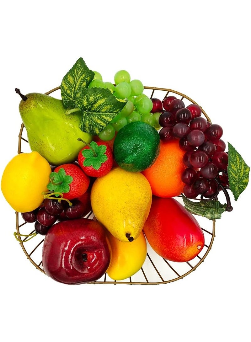LATIFA 17 Pcs Fake Fruit, Simulation Fruit Props for Photography, Display, Lifelike Realistic Artificial Fake Fruits - Image 1