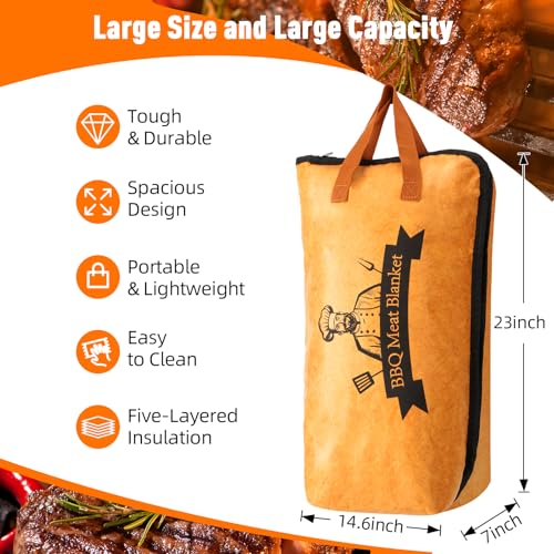 Bolycen BBQ Blanket for Resting Meat-Air Fryer/Dough/Kitchen/Smoker Accessories Party Picnic Camping-Insulated Bag for Brisket/Pork Shoulder/Turkey-Anniversary Birthday Gift for Men (23in) - Image 2