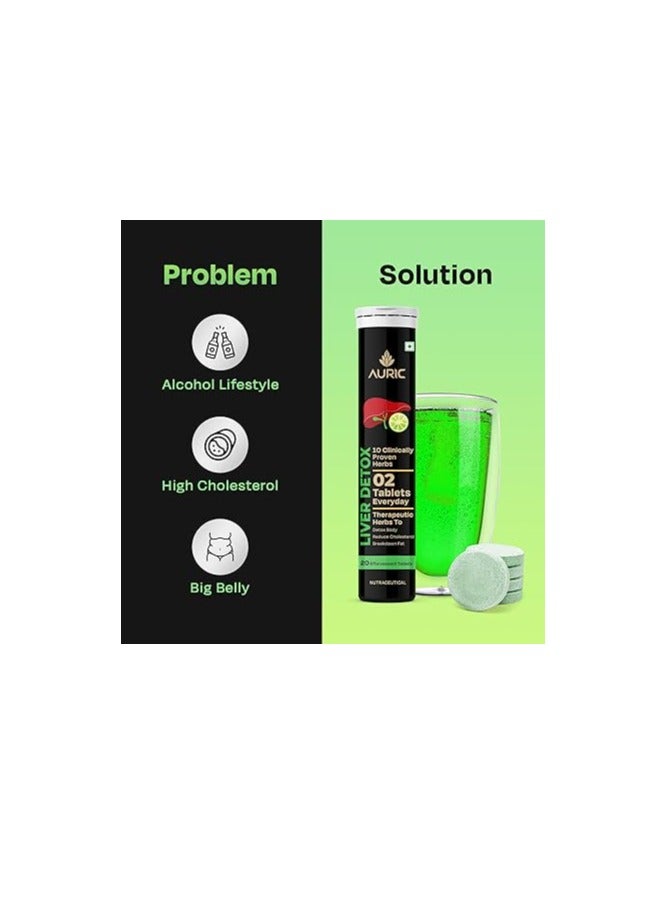 Auric Liver Detox Effervescent 20 Tablets Fizzy Water With 10 Ayurvedic Herbs 240 - Image 1