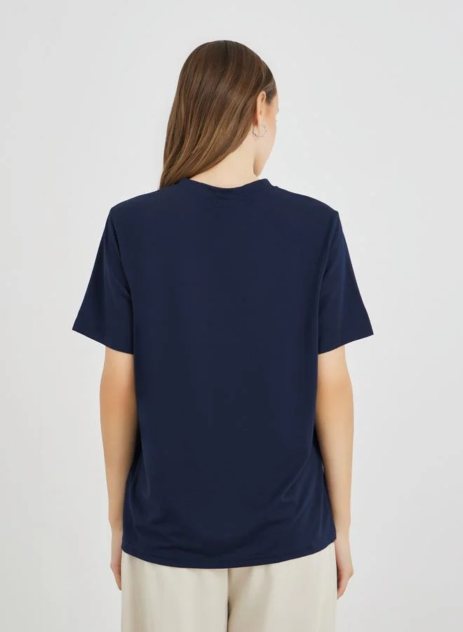 Take Two Take Two Embroidered Oversized Round Neck T-Shirt