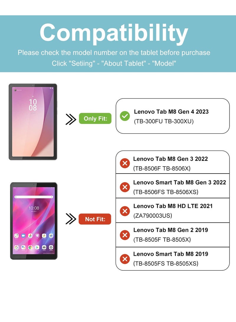 Procases Lenovo Tab M8 4th Gen Case 8 Inch Slim Stand Hard Back Shell Protective Smart Cover Black - Image 2