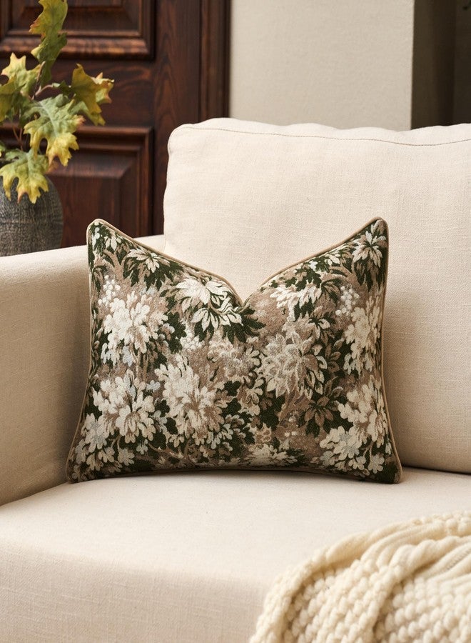 Yangest Neutral Floral Pillow Cover 12 x 20 Inches, Vintage Chenille Rectangle Throw Pillow Cover Soft Decorative Farmhouse Accent Couch Pillow Cover for Living Room Bedroom, Green - Image 1