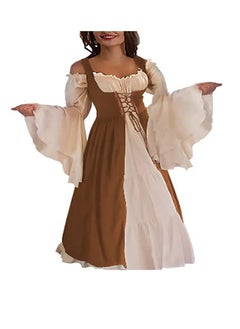 Y&D Cosplay Costume Set Women's Renaissance Costume Medieval Irish Over Dress and Trumpet Sleeves Chemise Boho Set Birthday Gift Party Cosplay Costume Set Girls Gift  - Image 1