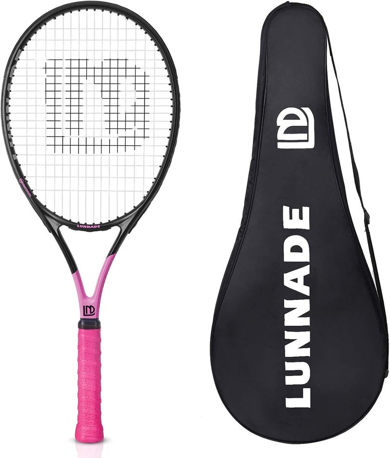 LUNNADE Adults Tennis Racket 27 Inch, Shockproof Carbon Fiber Tennis Racquet Light-Weight, Pre-Strung and Regrip, Suitable for Beginners to Intermediate Players - Image 1