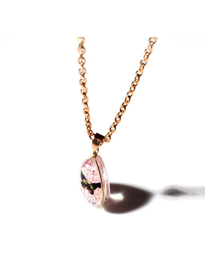 Goolsky Real Flower Pendant Necklace – Dried Floral Crystal Teardrop Glass Choker for Women, Bohemian Style - Image 3