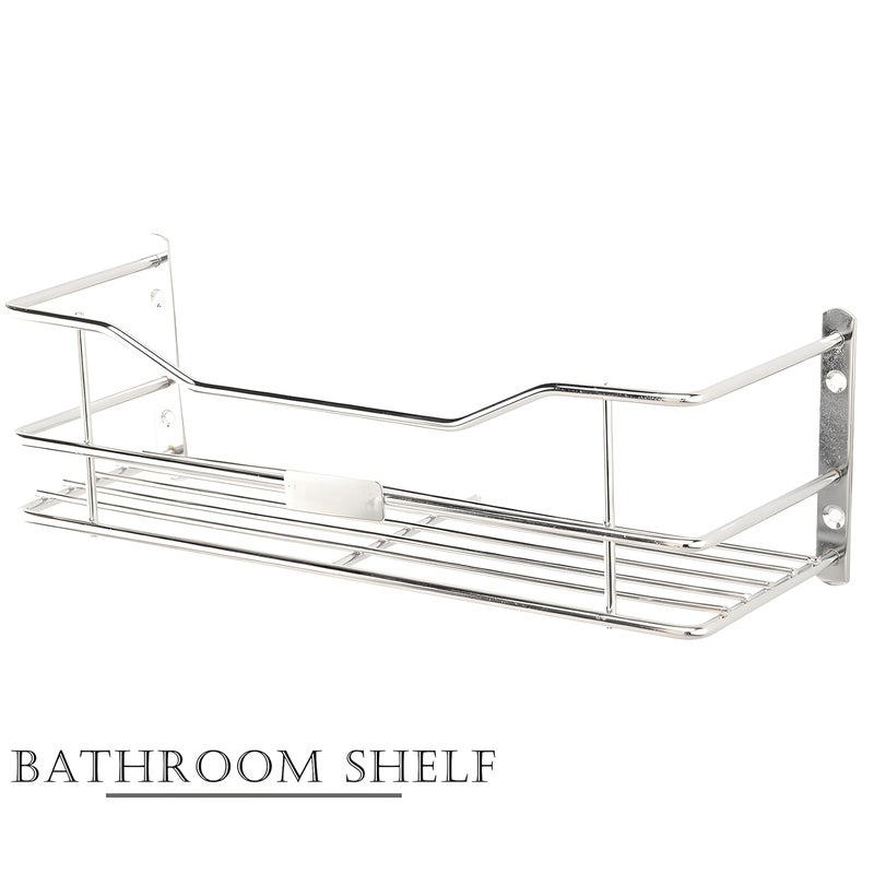 Kuber Industries Kuber Industries Stainless Steel Bathroom Shelf for Wall Washroom Organizer Shampoo Holder Stand 12 Inch Kitchen Storage Rack Silver - Image 2