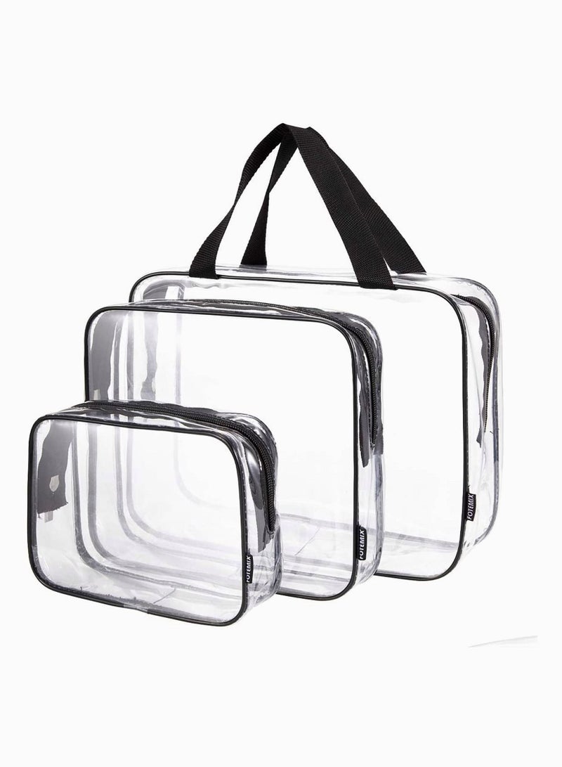 Clear Toiletries Bag, Funnasting 3 in 1 Waterproof Toiletry Travel Bag PVC Wash Makeup Business Bathroom for Men, Women and Kids - Image 1