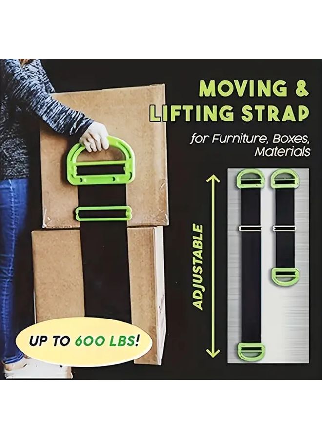 Green Adjustable Lifting Strap with Ergonomic Handle for Heavy Furniture and Appliances Moving - Image 2