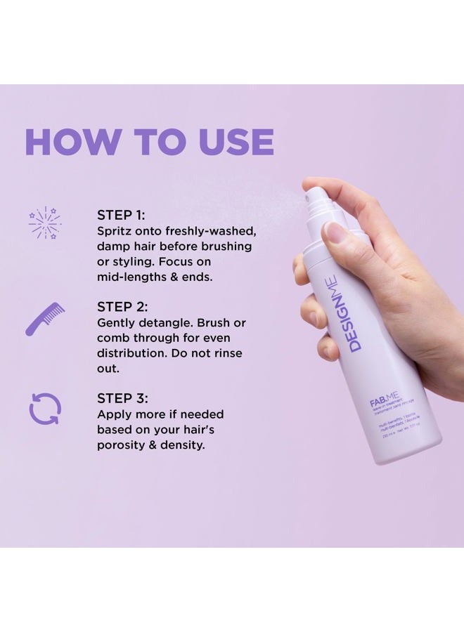 Design.ME FAB.ME Leave-In Conditioner Spray | Detangles, Hydrates, and Controls Frizz | Heat Protector & Reduces Blow Dry Time | Adds Shine, is Color Safe and Ideal for Styling All Hair Types - Image 3