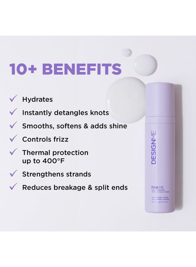 Design.ME FAB.ME Leave-In Conditioner Spray | Detangles, Hydrates, and Controls Frizz | Heat Protector & Reduces Blow Dry Time | Adds Shine, is Color Safe and Ideal for Styling All Hair Types - Image 2