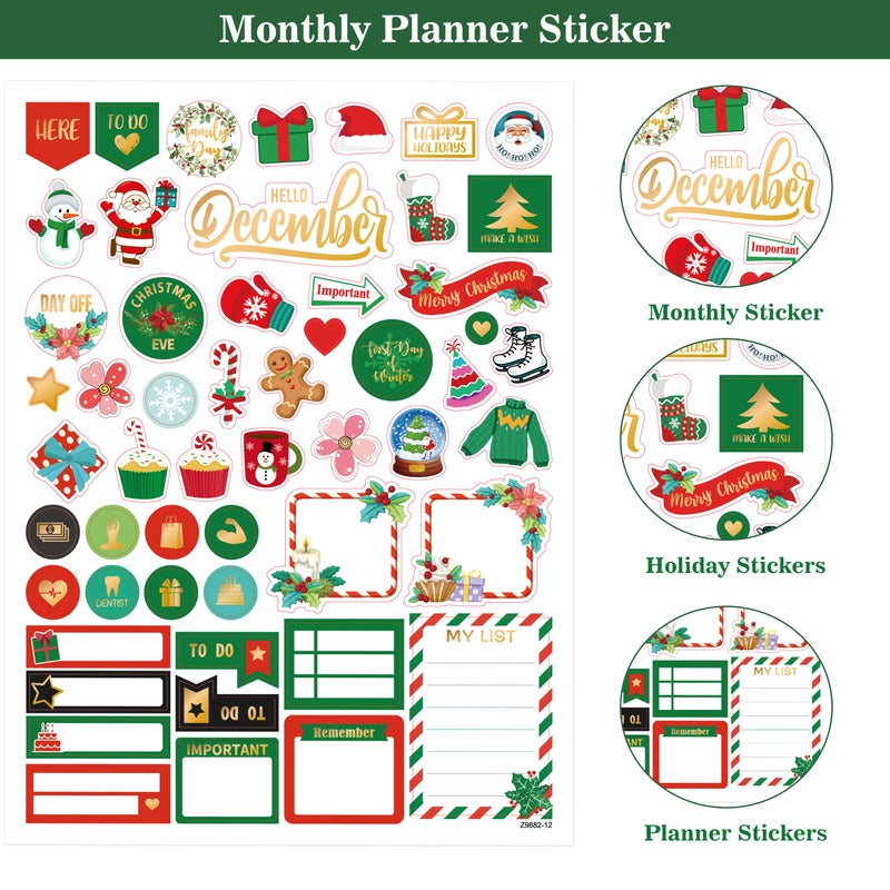 Vondafe Planner Stickers - Monthly Planner Stickers and Accessories 25 Pages 1500+ Stunning Functional and Colorful Stickers,Calendar Stickers Includes Festival Theme Journal Stickers - Image 3