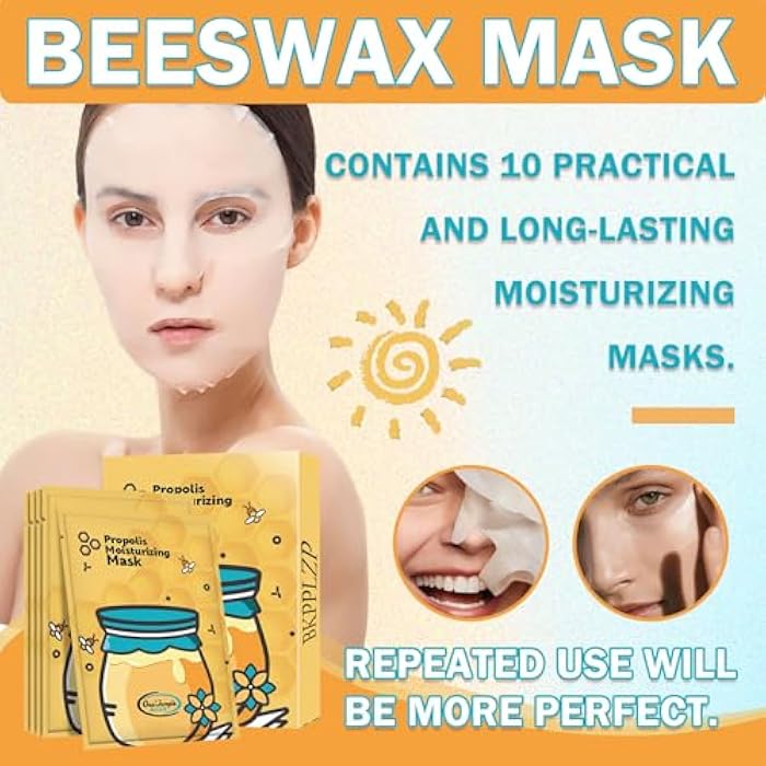 BKPPLZP Sheet Face Mask Set,Moisturizing Face Mask Skin Care,Brightening & Firming Sheet Masks,Hydrating Daily Facial Propolis Mask Set for Women,10 Pack - Image 2