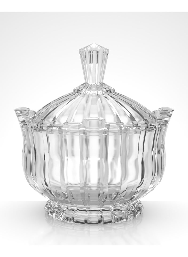 City Glass: Milan Candy Set – 900ML Transparent Glass Candy Bowl with Cover, Elegant Serving Dish for Sweets, Nuts, and Treats - Image 1