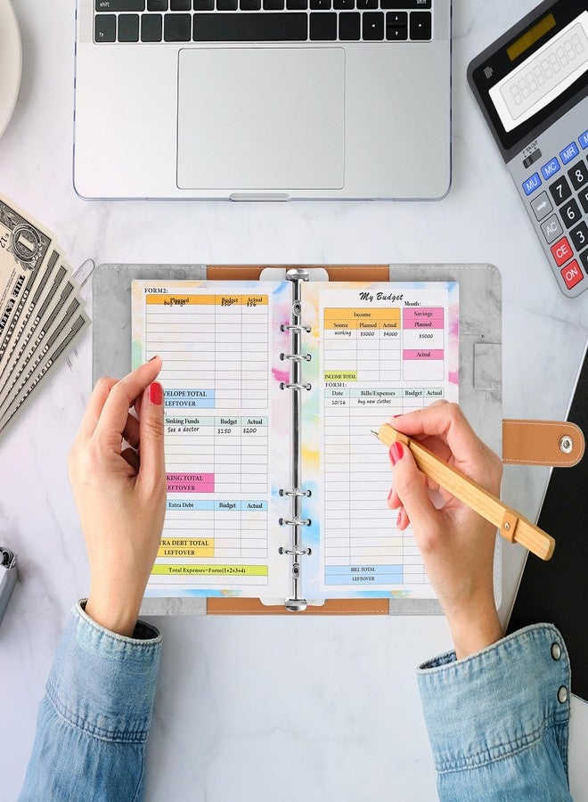 Toplive 3 Pack A5 Planner Refill 82 Sheet Colored Monthly Weekly Planner Refill Paper 6 Hole Budget Sheets Expense Tracker Inserts for A5 Binder Cover Bill Saving Organizer, Colorful - Image 5